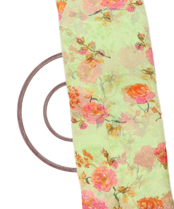 Mint Green Colour Unique Print Chiffon Fabric